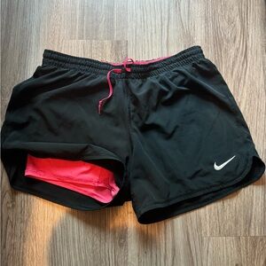 Nike Women's Black and Pink Athletic Shorts